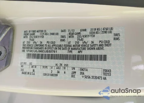 2014 Ford Escape Titanium from USA, damaged, VIN 1FMCU0J96EUB55761